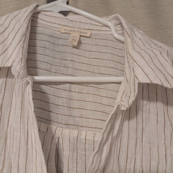 Eileen Fisher puckered organic linen shirtdress Medium - Picture 2 of 8